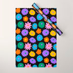 Colorful retro flower art pattern Wrapping Paper Gallery Image 1