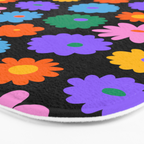 Colorful retro flower art pattern Bath Mat Gallery Image 3