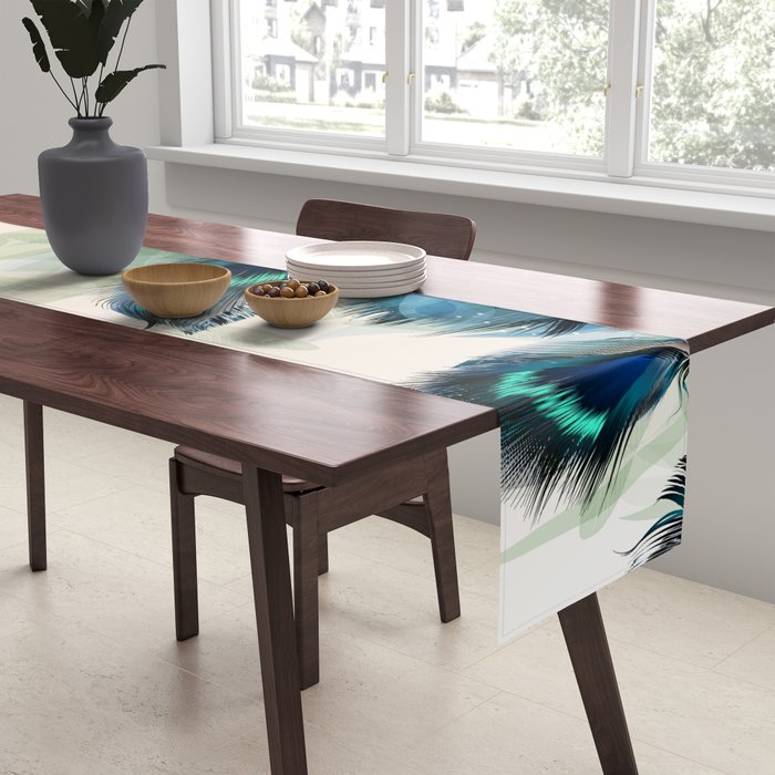 Beautiful Peacock Feathers Table Runner Gallery Image 2