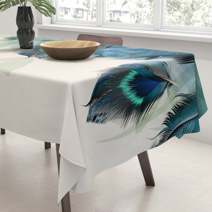 Beautiful Peacock Feathers Tablecloth Gallery Image 3