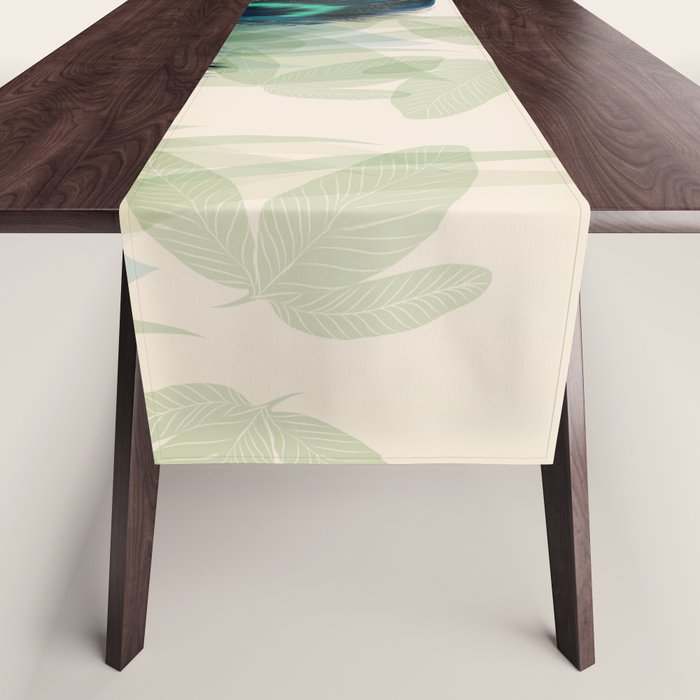 Beautiful Peacock Feathers Table Runner Gallery Image 1