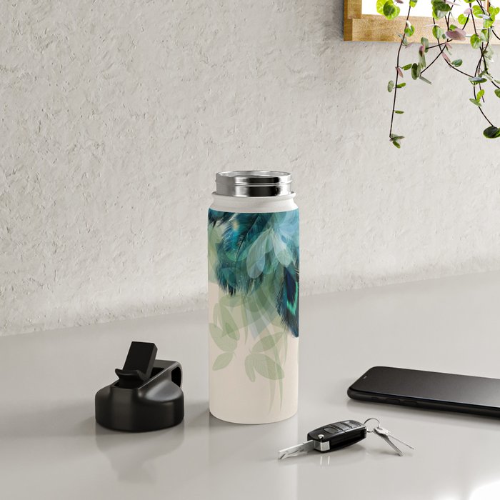 Beautiful Peacock Feathers Water Bottle Gallery Image 4