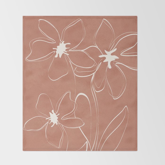 Little Flower Outline on Clay 02 Throw Blanket Gallery Image 2
