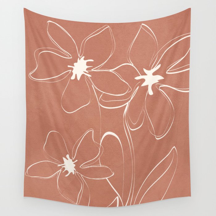 Little Flower Outline on Clay 02 Wall Tapestry Gallery Image 4