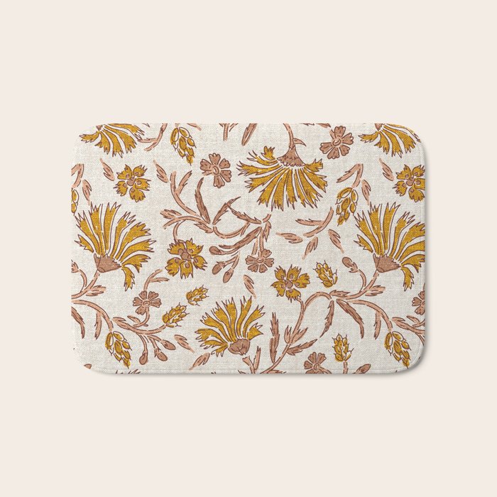 KALAMI FLORAL MUSTARD Bath Mat Gallery Image 1