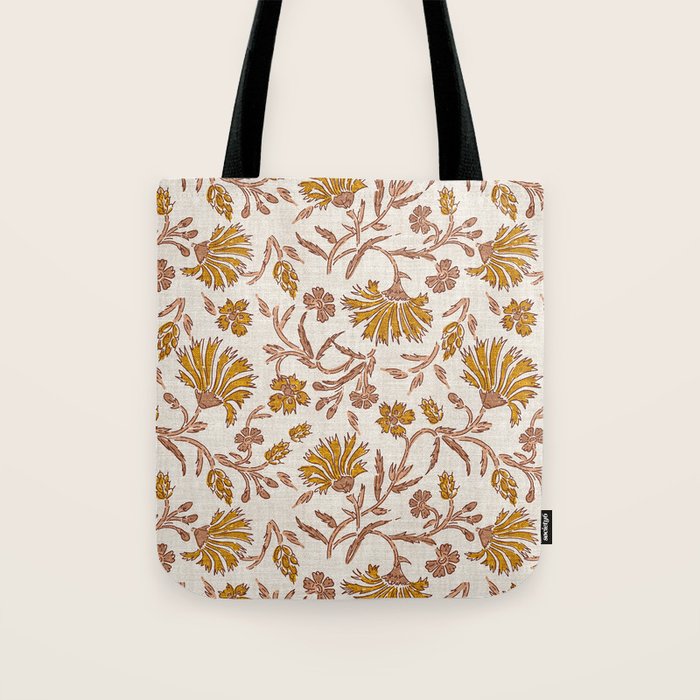 KALAMI FLORAL MUSTARD Tote Bag Gallery Image 1