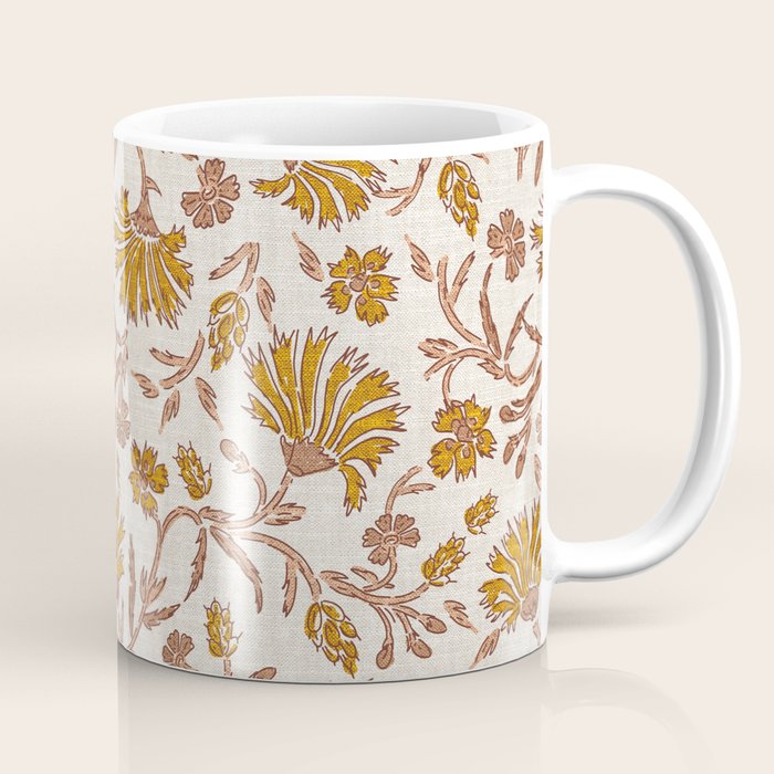 KALAMI FLORAL MUSTARD Coffee Mug Gallery Image 1