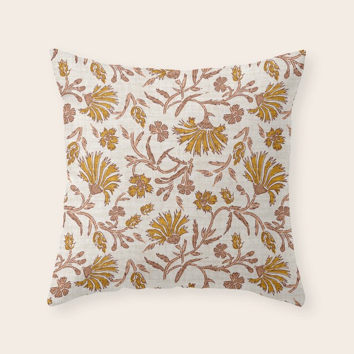 KALAMI FLORAL MUSTARD Throw Pillow Gallery Image 1
