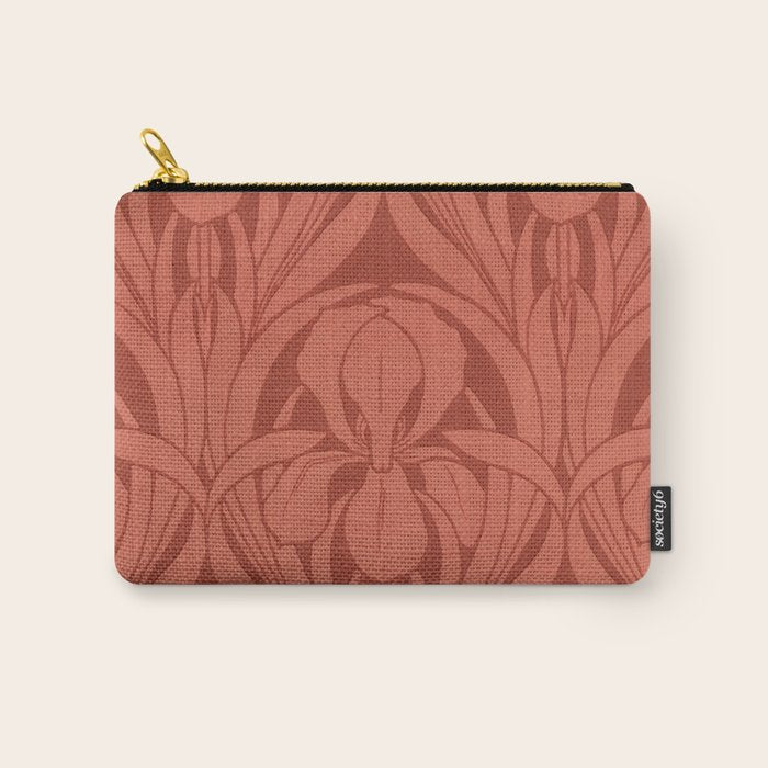 Victorian Iris Damask Pattern Red Orange Carry All Pouch Gallery Image 1