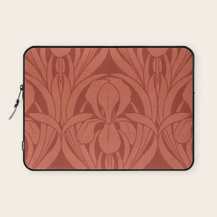 Victorian Iris Damask Pattern Red Orange Laptop Sleeve Gallery Image 1