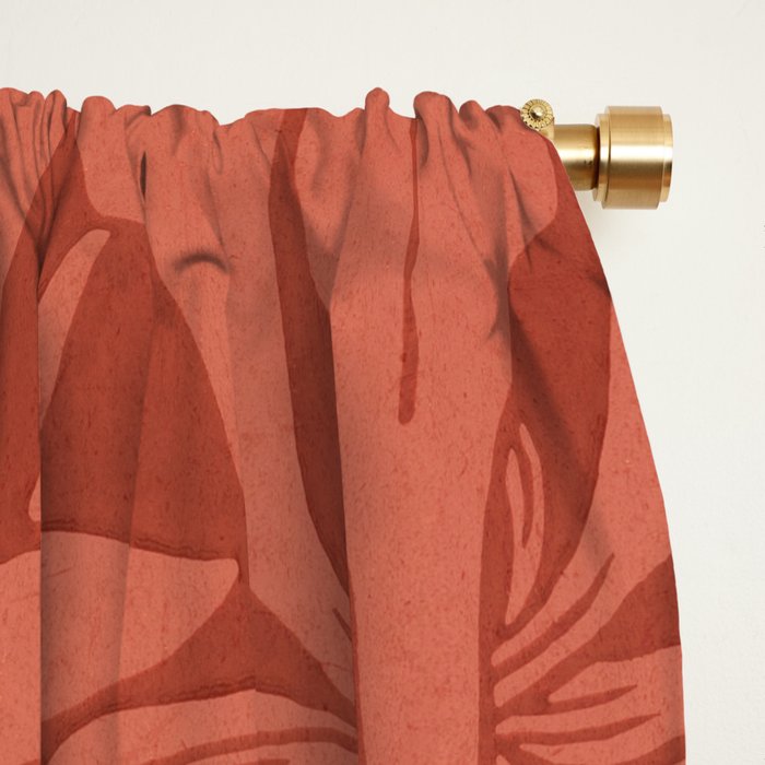 Victorian Iris Damask Pattern Red Orange Window Curtain Gallery Image 2