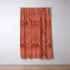 Victorian Iris Damask Pattern Red Orange Window Curtain Gallery Image 3