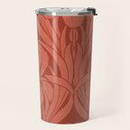Victorian Iris Damask Pattern Red Orange Travel Mug Gallery Image 2
