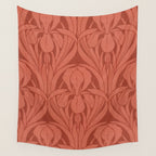 Victorian Iris Damask Pattern Red Orange Wall Tapestry Gallery Image 4