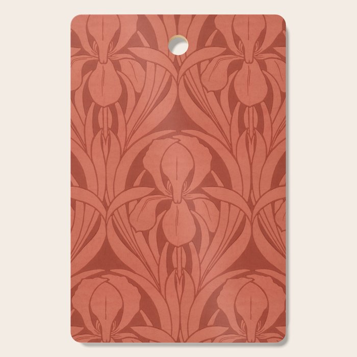 Victorian Iris Damask Pattern Red Orange Cutting Board Gallery Image 1
