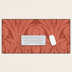 Victorian Iris Damask Pattern Red Orange Desk Mat Gallery Image 1