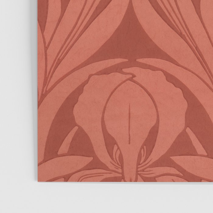 Victorian Iris Damask Pattern Red Orange Poster Gallery Image 3