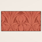 Victorian Iris Damask Pattern Red Orange Desk Mat Gallery Image 3