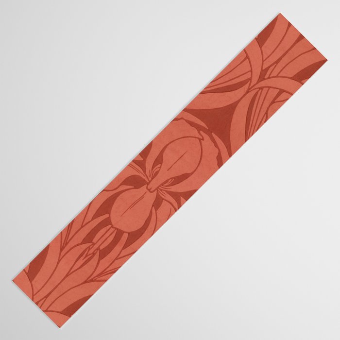Victorian Iris Damask Pattern Red Orange Table Runner Gallery Image 3