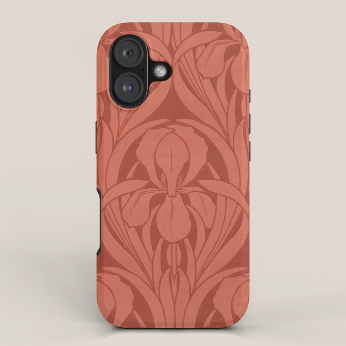 Victorian Iris Damask Pattern Red Orange iPhone Case Gallery Image 1
