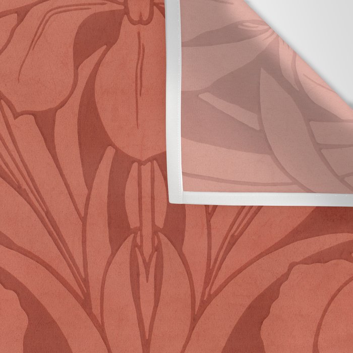 Victorian Iris Damask Pattern Red Orange Wall Tapestry Gallery Image 3