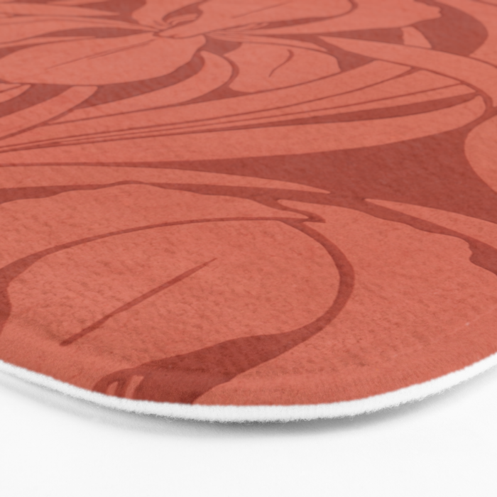 Victorian Iris Damask Pattern Red Orange Bath Mat Gallery Image 3