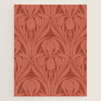 Victorian Iris Damask Pattern Red Orange Jigsaw Puzzle Gallery Image 1