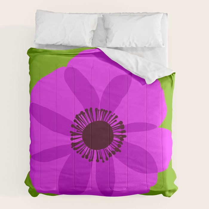 Spring Anemone pink green Comforter Gallery Image 2