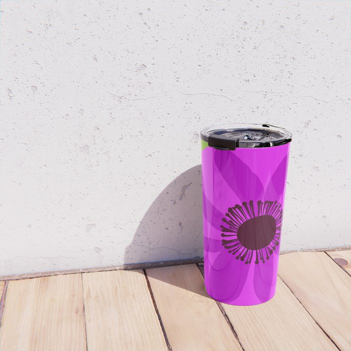 Spring Anemone pink green Travel Mug Gallery Image 4
