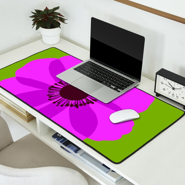 Spring Anemone pink green Desk Mat Gallery Image 2