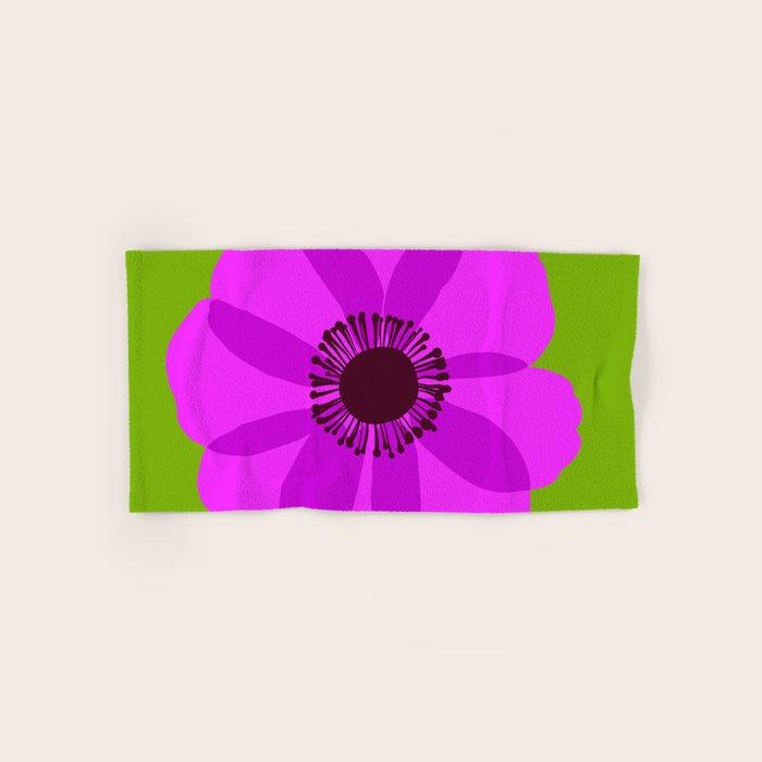 Spring Anemone pink green Bath Towel Gallery Image 1