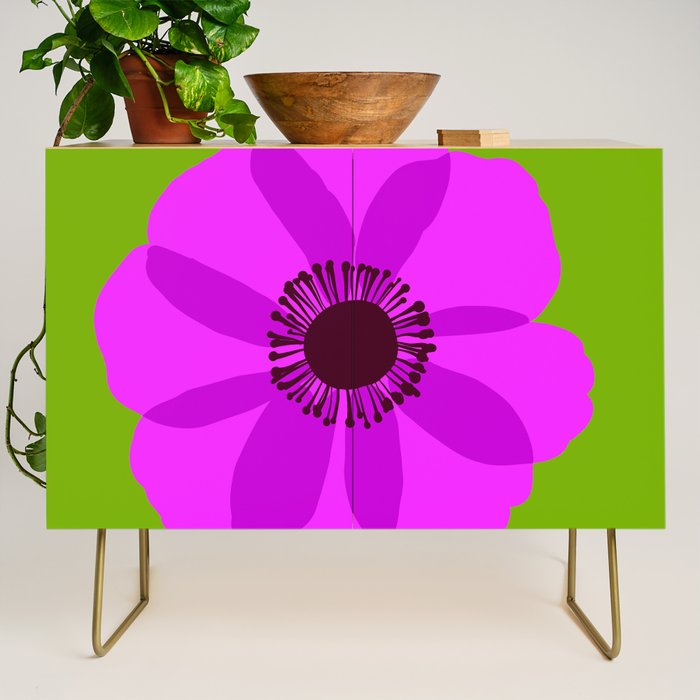 Spring Anemone pink green Credenza Gallery Image 1