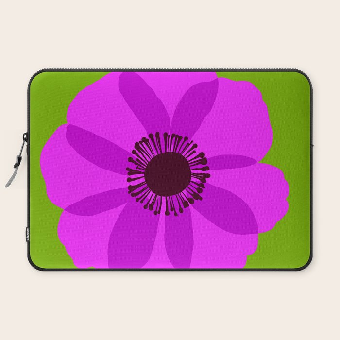 Spring Anemone pink green Laptop Sleeve Gallery Image 2