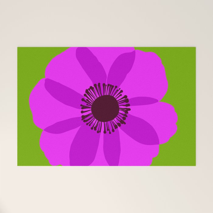 Spring Anemone pink green Welcome Mat Gallery Image 1