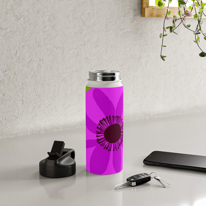 Spring Anemone pink green Water Bottle Gallery Image 4