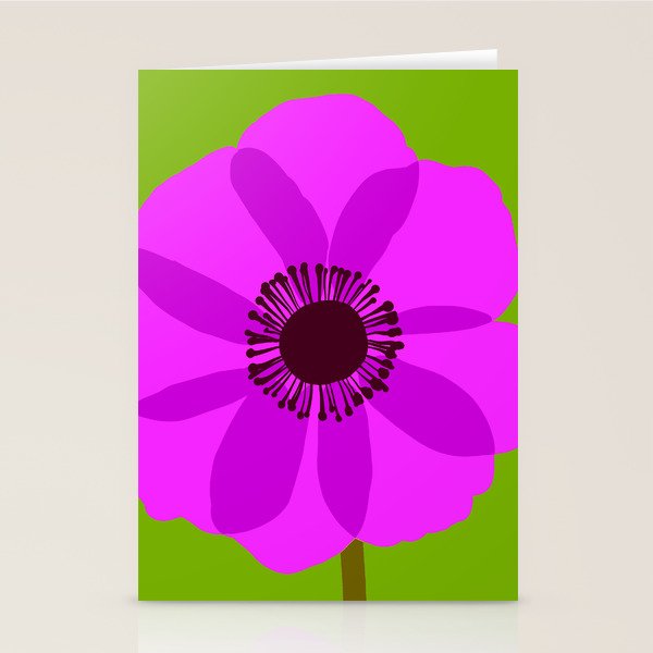 Spring Anemone pink green Stationery Card Gallery Image 2