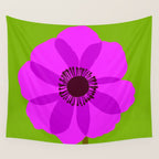 Spring Anemone pink green Wall Tapestry Gallery Image 4