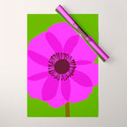 Spring Anemone pink green Wrapping Paper Gallery Image 1