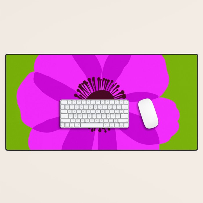 Spring Anemone pink green Desk Mat Gallery Image 1