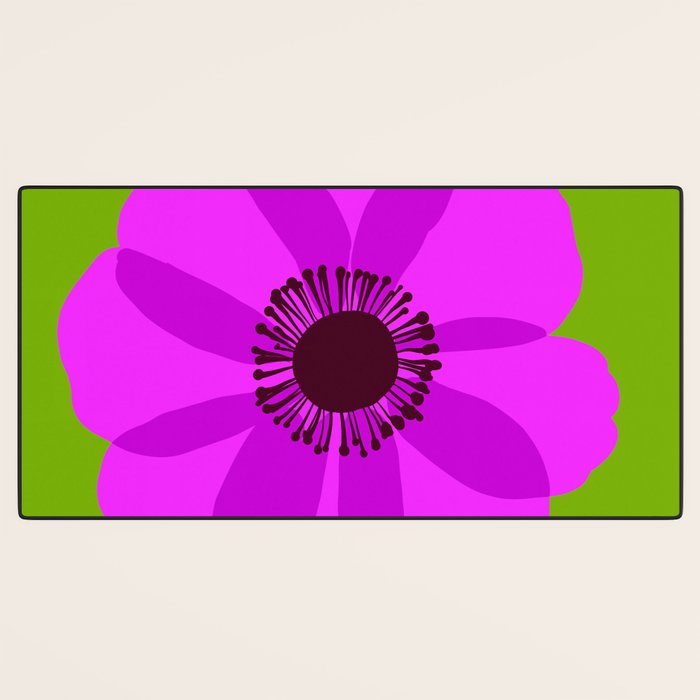 Spring Anemone pink green Desk Mat Gallery Image 3