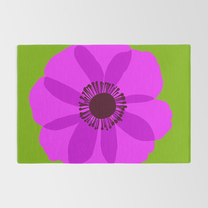 Spring Anemone pink green Rug Gallery Image 2