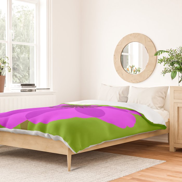Spring Anemone pink green Duvet Cover Gallery Image 2