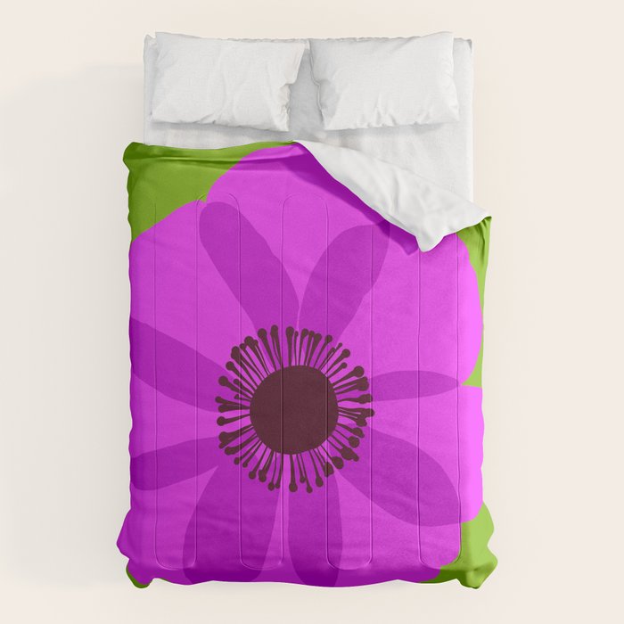 Spring Anemone pink green Comforter Gallery Image 6