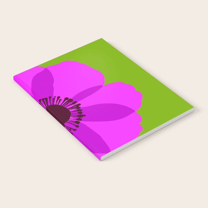 Spring Anemone pink green Notebook Gallery Image 1
