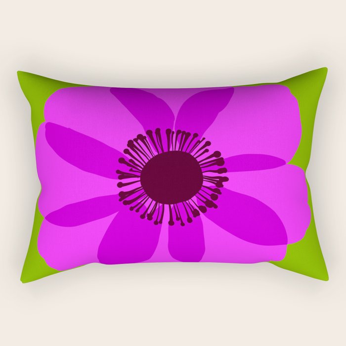 Spring Anemone pink green Rectangular Pillow Gallery Image 1