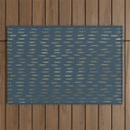Raindrops, Mudcloth, Teal and Gold, Boho Wall Art Outdoor Rug Gallery Image 1