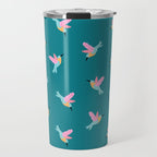 Happy Little Humming Birds on Dark Teal Travel Mug Gallery Image 1