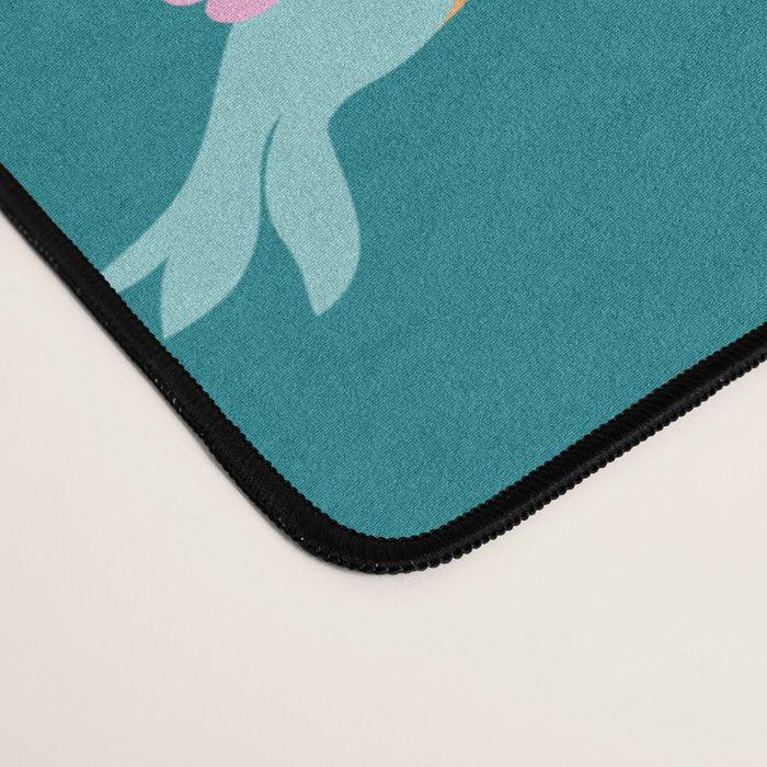 Happy Little Humming Birds on Dark Teal Desk Mat Gallery Image 4