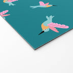 Happy Little Humming Birds on Dark Teal Welcome Mat Gallery Image 2