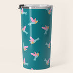 Happy Little Humming Birds on Dark Teal Travel Mug Gallery Image 3
